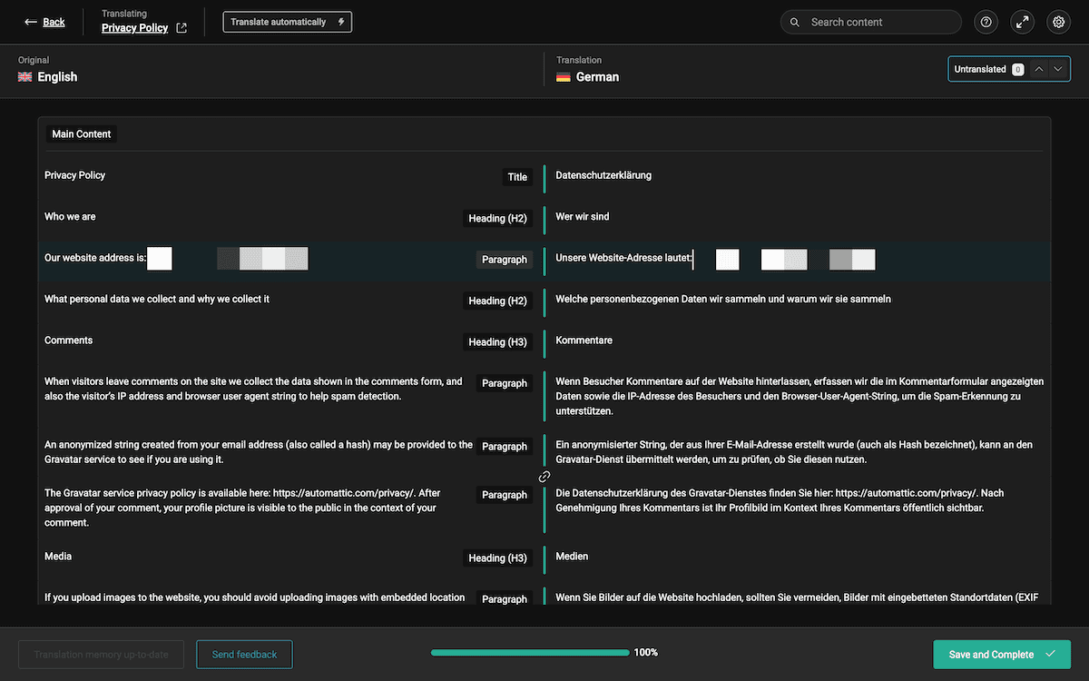The WPML Translation Editor screen.