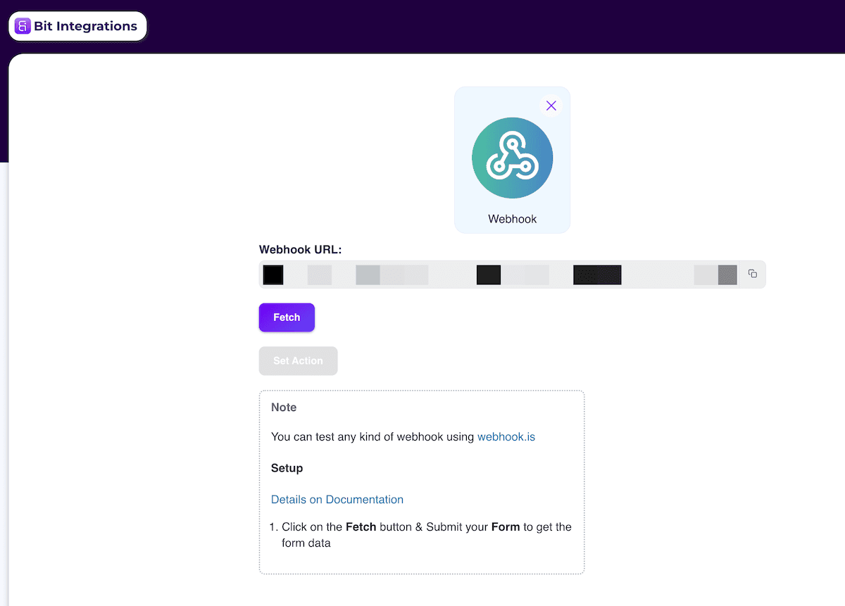 Configuring a webhook connection in Bit Integrations.