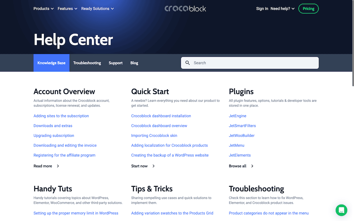 The Crocoblock documentation pages.