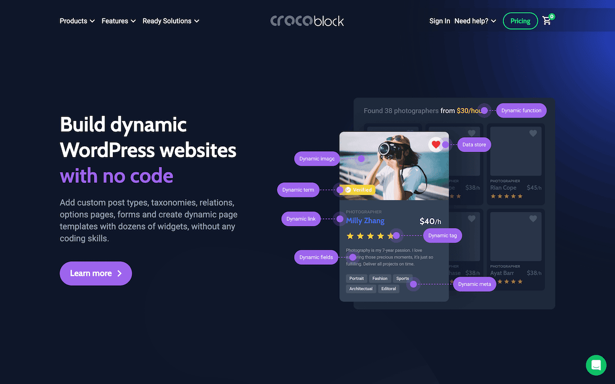 The Crocoblock homepage.