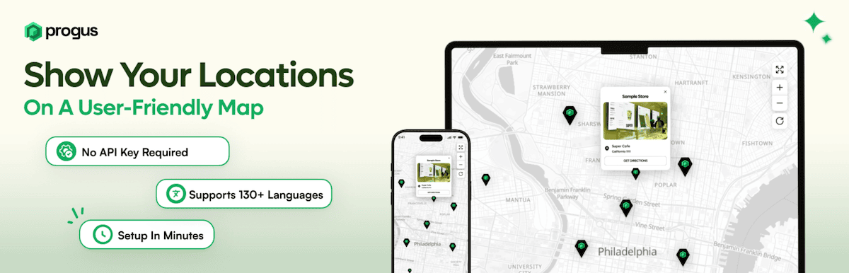 The Progus Store Locator website.