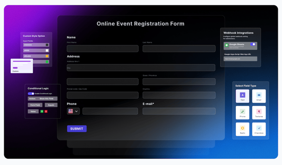 The SigmaForms home page.
