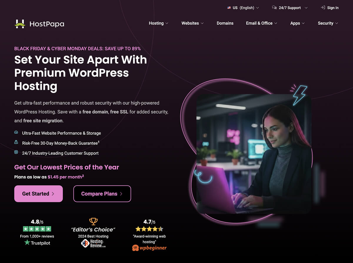 HostPapa's website for WordPress Hosting.
