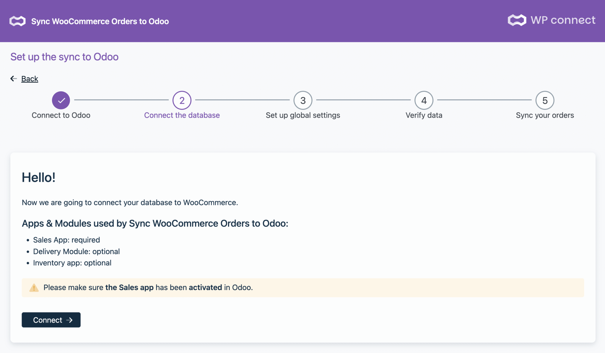 Setting up the Sync WooCommerce Orders to Odoo integration.