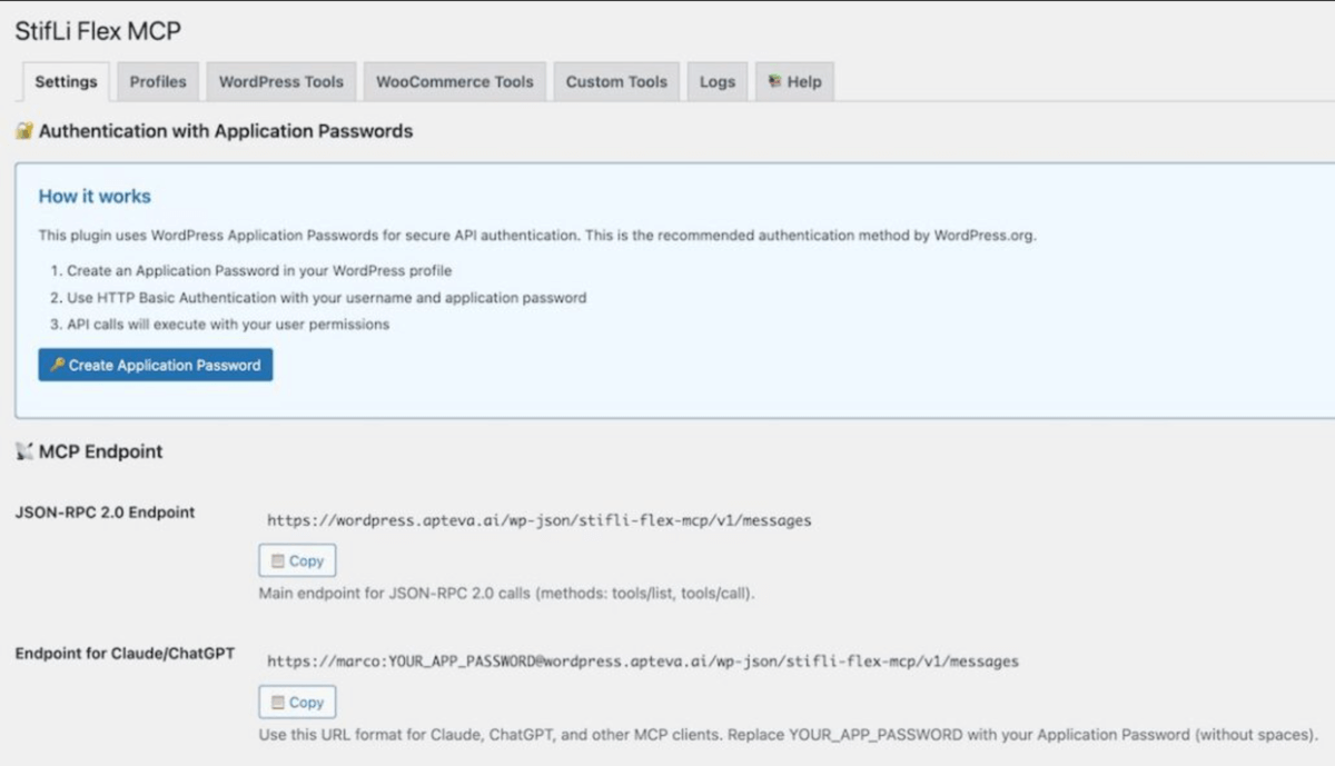 Stifli Flex MCP settings