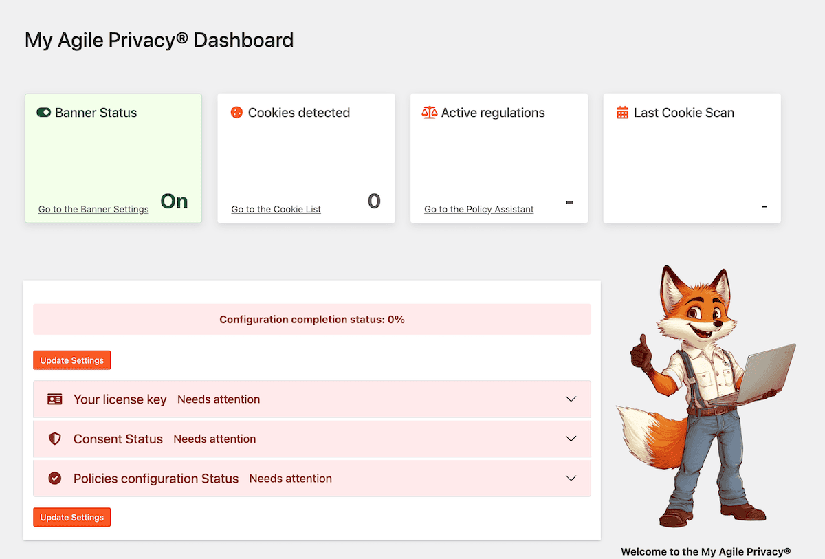 The My Agile Privacy dashboard.