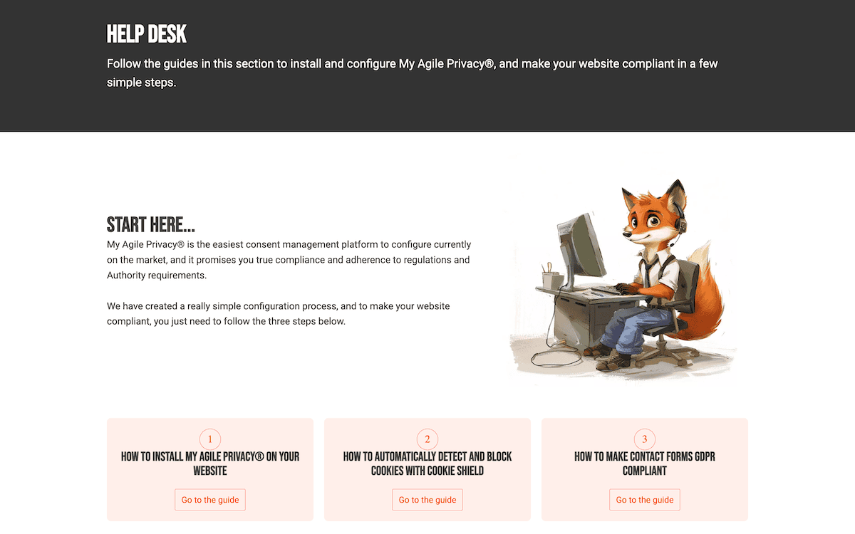 The My Agile Privacy Help Desk page.