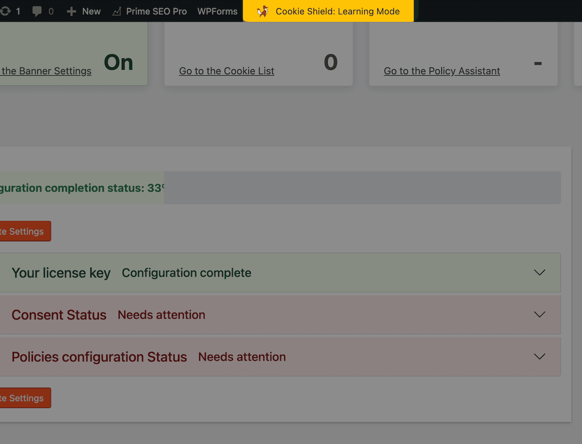 The My Agile Privacy Learning Mode notification.