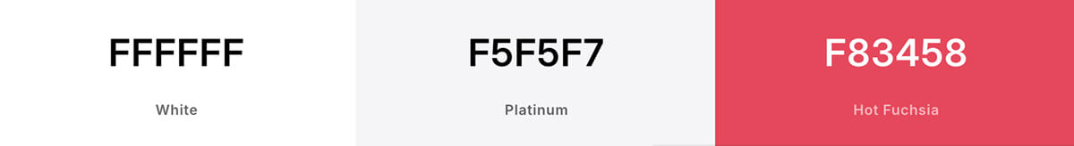 The 3 main colors used in the Apple News+ website design.