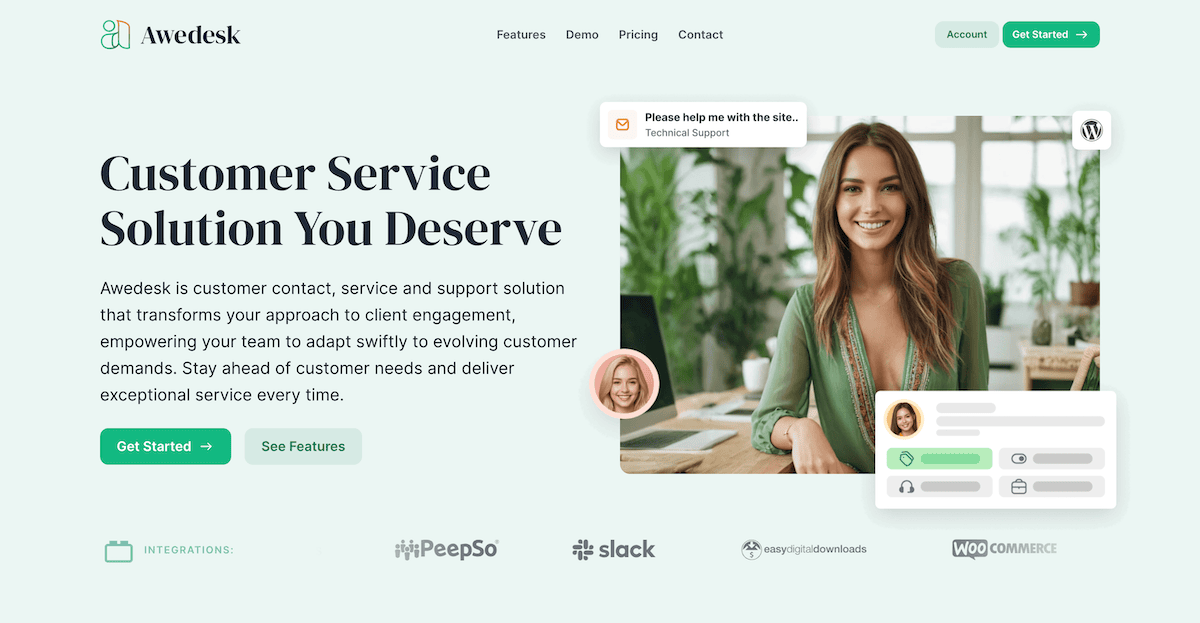 The Awedesk home page.