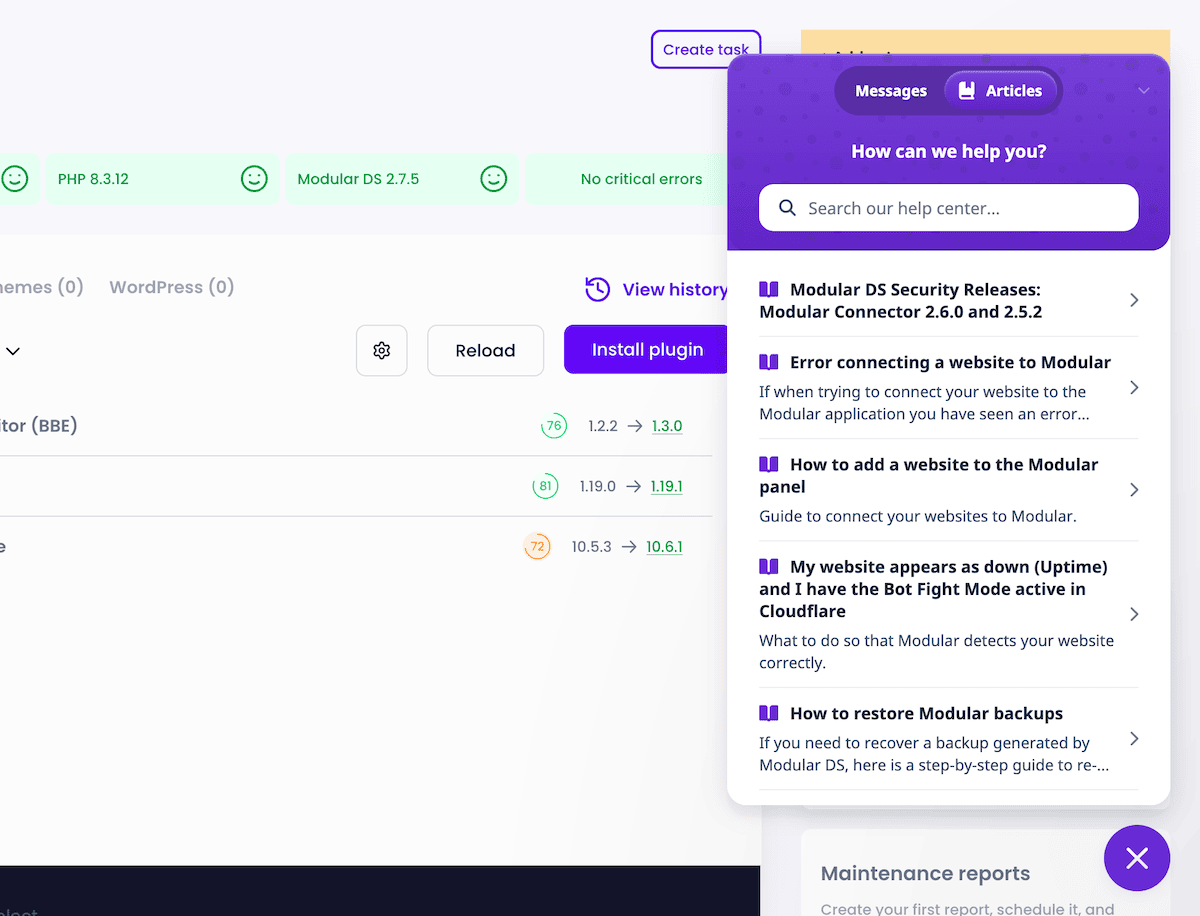 The Live Chat option on the Modular DS dashboard.