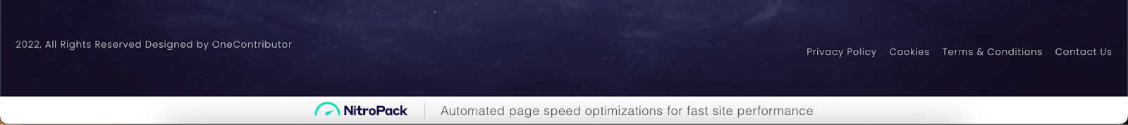 NitroPack shows a badge in your website's footer when using the free plan.