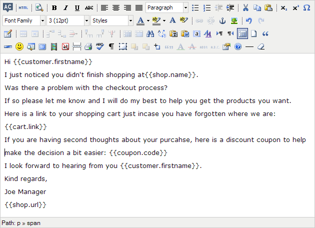Abandon Cart Email Template