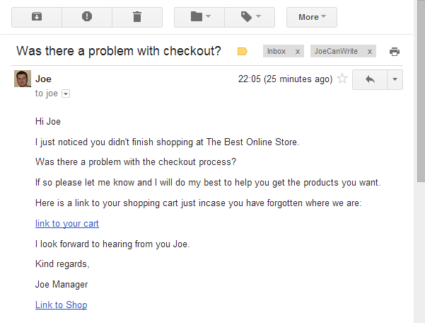 Abandon Cart Email