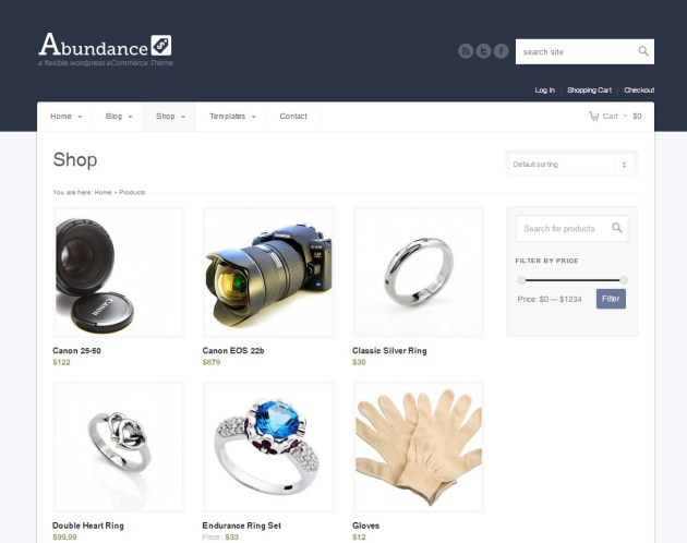 Abundance eCommerce Theme Demo Products