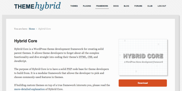 Hybrid Core  WordPress theme development framework