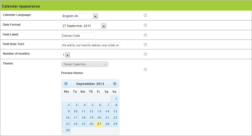 Order Delivery Date Appearance