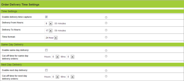 Order Delivery Date Time Settings