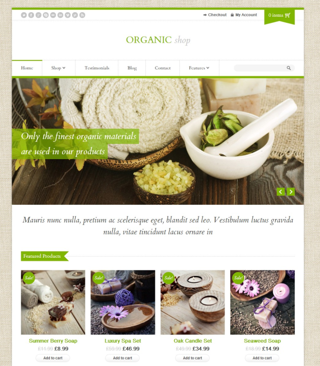 Organic Shop A Responsive WordPress Theme for eCommerce Websites
