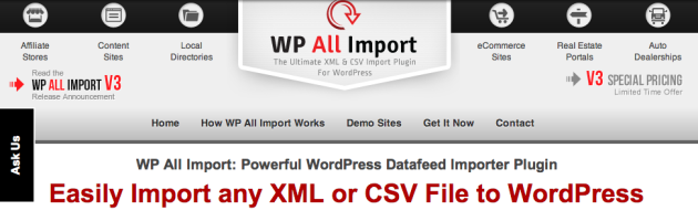 The Best WordPress CSV   XML Import Plugin   WP All Import v3