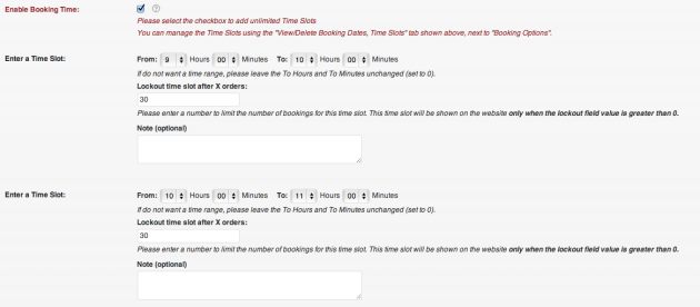 bookign time slots