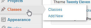 Classes Menu Item
