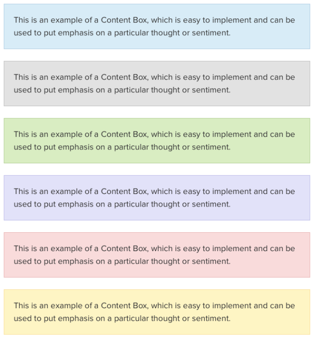 content boxes