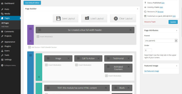 Page builder layout