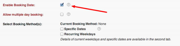 enable booking date