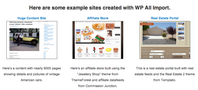 example sites wp all import