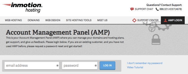 inmotion hosting account management panel