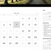 A page showing a full page calendar grid and various widgets.