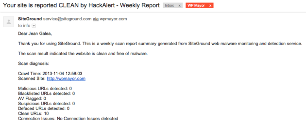 siteground hackalert
