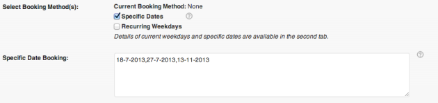 specific dates