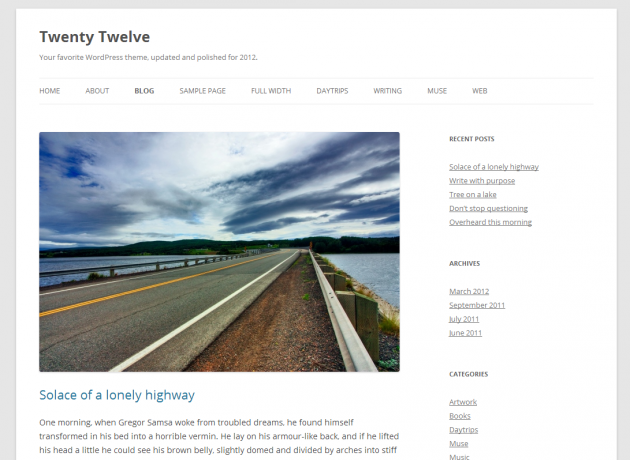 twenty twelve free wordpress theme