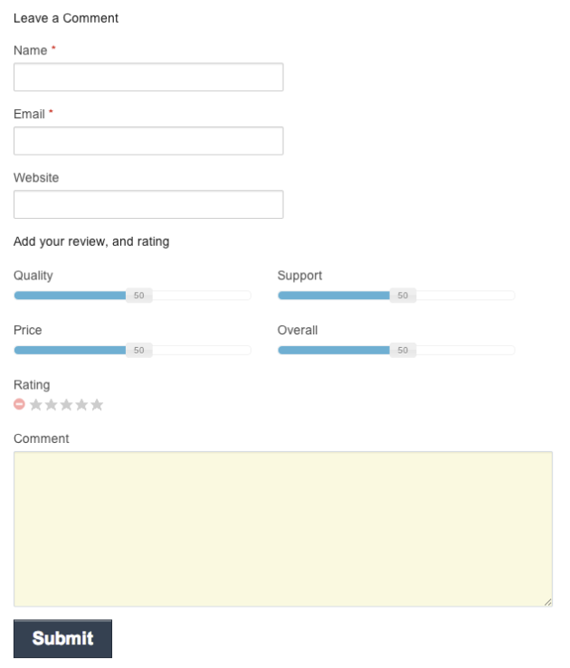 user ratings frontend