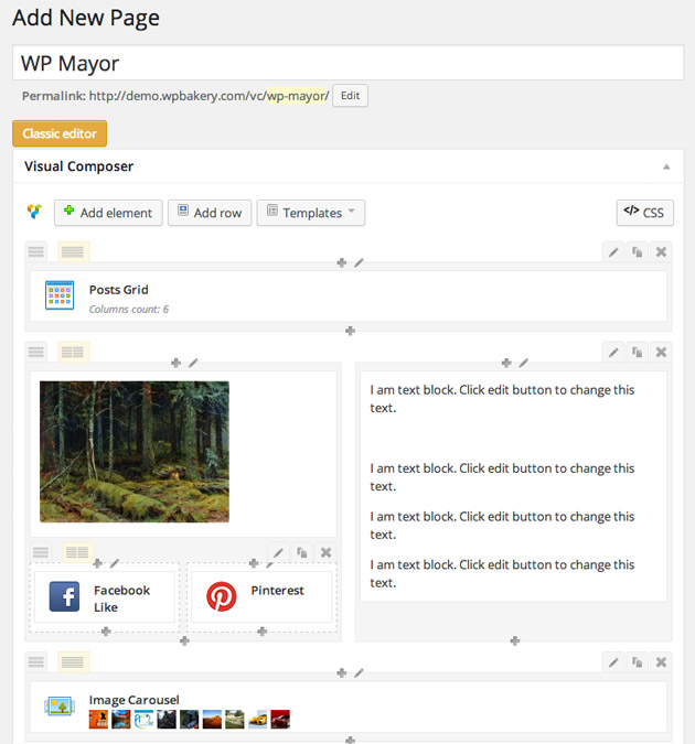 Visual Composer Layout