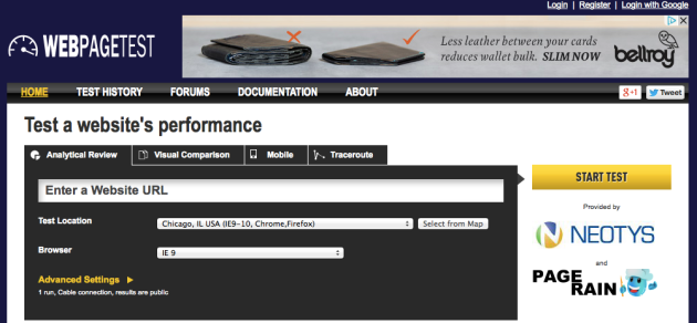 web page test