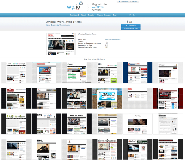 An example theme view page